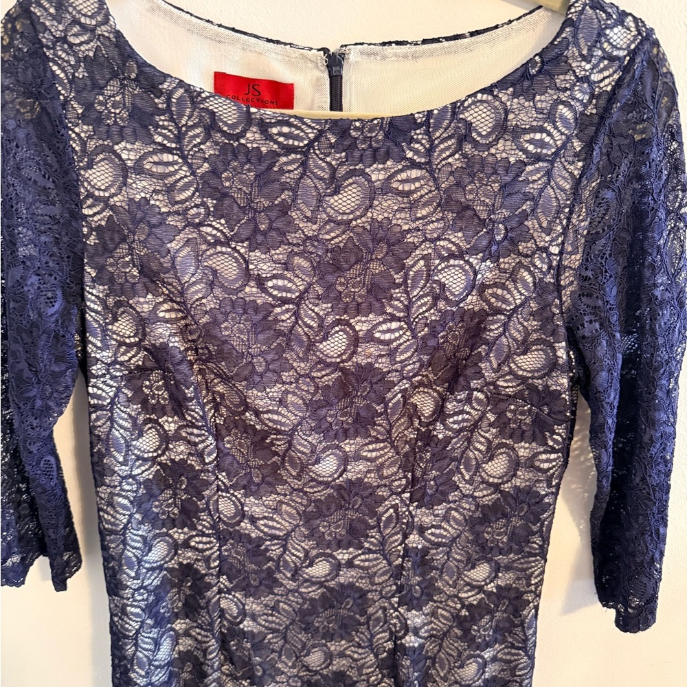 JS Collections Navy and Cream Lace Dress size 10
